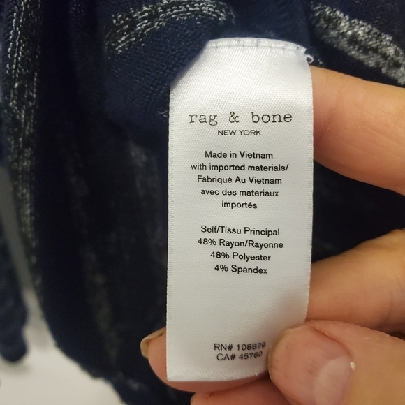 Rag & Bone Striped Hudson Vee Long Sleeve Knit Top Size SP - Picture 10 of 10